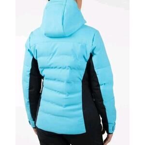 ZEROXPOSUR Women's HOODED JACKET/COAT Size L Black/Turquoise Full Zip